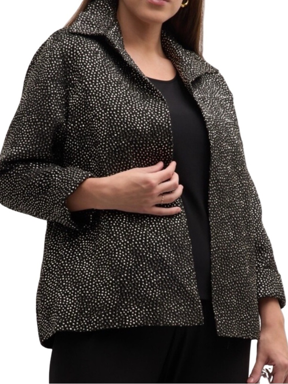NWT $588 Caroline Rose Tiny Bubbles Metallic Jacquard Jacket